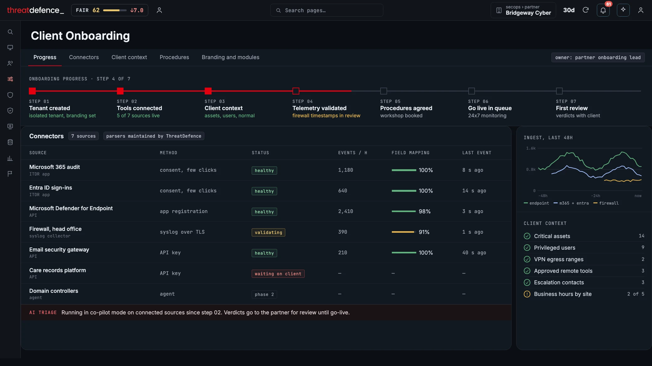 Onboard customers at scale in the ThreatDefence portal
