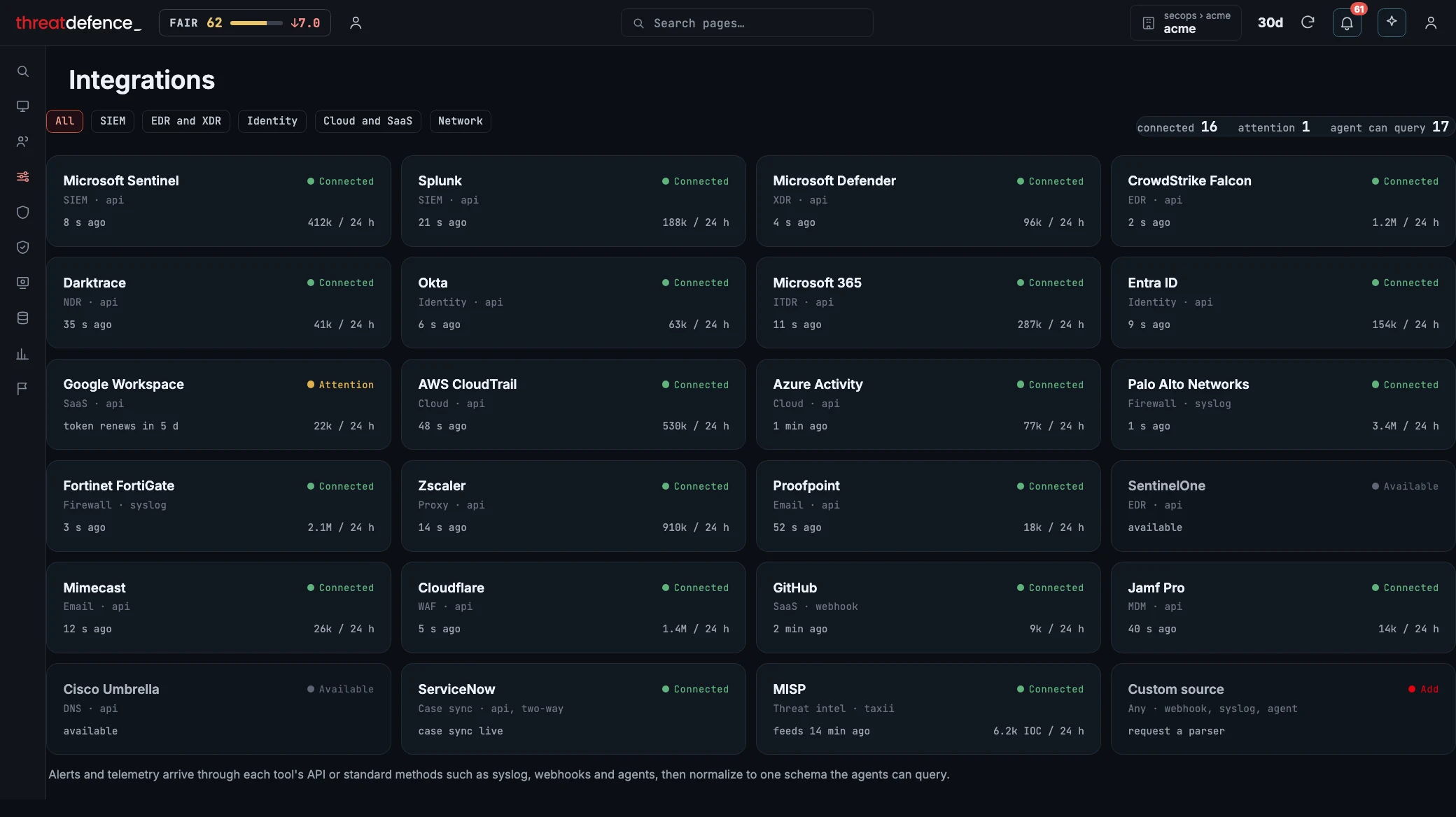 Ingest any log source in the ThreatDefence portal